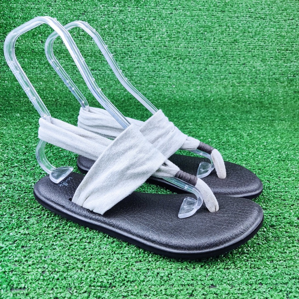Sanuk Sandals Womens 9 Gray Yoga Sling 2 Comfort Yoga Mat Footbed Flip Flops